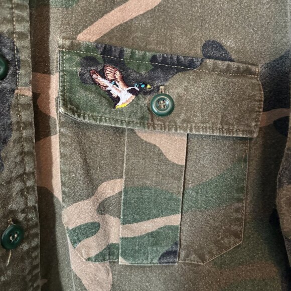 Vtg Duck Bay Camo Hunting Shirt - Men’s S – Mallard Duck, 100% Cotton - Y2K/90s - Picture 3 of 8